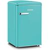 SEVERIN RKS 8834 Mini Frigorifero Retrò 108L, Frigorifero piccolo e silenzioso con diversi scomparti, Congelatore 13L e portabottiglie, 37 dB, Classe energetica D, Turchese