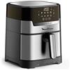 Moulinex Easy Fry & Grill, Friggitrice ad Aria 2 in 1, 4,2 Litri, Acciaio inox, Friggitrice senza Olio con Griglia, Display Digitale Touch, 8 Programmi, 6 Persone, Argento, EZ505D10