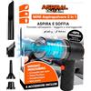 Eurocali Aspirapolvere Aspirabriciole Senza Fili Auto Casa e Ufficio - Mini Aspiratore e Soffiatore Portatile 2in1 Aspiral DuoAir Ricarica Rapida USB e 4 Accessori Inclusi - Dimensioni 14x15,5x5,5cm