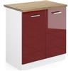 Vicco Mobile lavello cucina R-Line, Rosso lucido, 80 cm, PL Rovere