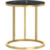 vidaXL Tavolino Oro e Marmo Nero 45 cm in Vetro Temperato