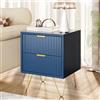 CXHLXYR Cassettiera a 2 cassetti, comodino a 2 cassetti con maniglie e gambe dorate, armadio cassettiera in legno moderno per camera da letto, soggiorno, 40 x 35 x 50 cm (2 cassetti, blu scuro)