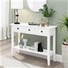 soges Tavolo consolle da divano, tavolo a buffet con 3 cassetti, ingresso bianco, tavolo consolle per ingresso soggiorno, 100 x 34 x 71,5 cm