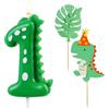 AIBAOBAO Candelina 1 Anno, Candeline Compleanno Numero Verde, Candele Compleanno Dinosauro 7cm, avec Decorazioni Torta Dinosauri, Candelina Numeri per Feste e Compleanni 1 Anno Bimba Bimba