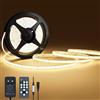 NELUX Striscia LED COB 5 Metri Bianco Caldo, Luci LED Strisce Sottopensile Cucina, Camera e TV Light Strip. Luce Interne Adesive Dimmerabili, 480LED/m, 2700K. Include Telecomando, Trasformatore 24V