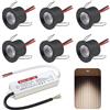 DYKUWEY Set di 6 Faretti Led da Incasso per Cartongesso,2W Mini Faretti Led Soffitto,IP65 12V Faretto LED Ultrasottili 19mm,foro 25-28mm,faretti led Per Luci Cucina Bagno (Nero,Bianco Neutro 4000K)