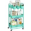 JIUYOTREE Carrello portaoggetti in plastica a 3 livelli con manici extra appesi e ruote bloccabili, per soggiorno, bagno, cucina, ufficio, verde