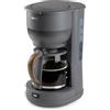 DOMO DO754K - Macchina da caffè Wood You serie - 10 tazze - 1,25 l - piastra di mantenimento del calore - filtro di carta macchina da caffè con caraffa in vetro - grigio opaco con finitura in legno