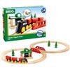 BRIO 33028 Rail Eight Set Classic Line - Due circuiti ferroviari con treno merci, stazione in legno e ponte in legno - Adatto a bambini di età superiore ai 2 anni