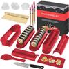 HI NINGER Kit Sushi Maker Completo, 20 Pezzi Set per adatto ai principianti da preparare da soli, con stampo per polpette di riso, coltello, tappetino, bacchette, bset completo Piatti da sushi(Rosso)