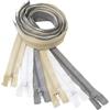 Aerzetix - Set di 6 Cerniere Lampo a Spirale separabili da 90 cm N°5 con cursore | Metallo Nylon Poliestere | Cucitura e Riparazione creazioni | Colore Beige Chiaro, Grigio e Bianco