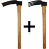 Xforst Set di attrezzi da giardino composto da due zappe. zappa con lama dritta + zappa a 4 denti con manico in legno di hickory e testa in acciaio forgiato. Nuovo con difetti ottici