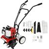 RUETERY 52CC - Fresa da giardino a 2 tempi, mini coltivatore, a benzina, con 2 ruote, motozappa a benzina, 1900 W, 6500 - 7000 giri/min, larghezza di lavoro 30 cm, profondità di lavoro 10 cm, per aratura,