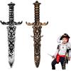 LuyoNova 2 Pezzi Spada Giocattolo Pugnale Pirata, Spada Giocattolo in Plastica, Coltello Finto Non Affilato Spada Pirata,per Oggetti di Scena Costume Pirata Festa Pirata Antico Dorato