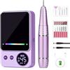 Urbuti Fresa Per Unghie Professionale,Fresa Per Unghie 45000 Giri/Min,Trapano Elettrico Per Unghie Con 11 Punte Display Led,Lime Per Unghie Portatili Unghie Acriliche E Gel,Manicure E Pedicure (Viola)