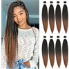 X-Tress Trecce facili da 61 cm, 8 confezioni di extension per capelli pre-stirate, colore castano sfumato, sintetiche, per intrecciare trecce bicolore, yaki e uncinetto, colore marrone chiaro sfumato