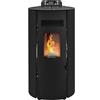 STUFE A PELLET ITALIA Boston 9 KW - Stufa ad Aria Ventilata Efficienza 91% Scalda 80m² Autonomia 21H Programmabile 5 Velocità e Potenze Garanzia 24 Mesi Nero