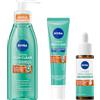 NIVEA Derma Skin Clear Skincare Kit Anti-Imperfezioni con Gel Detergente Viso 150 ml, Peeling Notte Esfoliante 40 ml e Siero Viso Perfezionante & Riequilibrante 30 ml per pelli miste e grasse