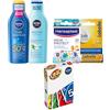 NIVEA SUN Kids Crema solare bambini Protect & Care SPF 50+ 200ml, Doposole Hydrate 200ml, Labello Sun Protect Burrocacao 4.8g, Hansaplast Cerotti Aqua Protect Kids 20 Pezzi e Carte UNO Pocket Incluse