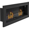 HOMCOM Camino a Bioetanolo da Incasso in Acciaio Inox, 2 Bruciatori da 0.85L per 3 Ore di Durata, 90x15x40cm, Nero