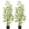 HOMCOM Set 2 Piante di Bambù Finte da 120 cm con Vaso Ø15x12cm, in PEVA, PP e Metallo, Verde e Nero