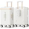 Joyway Valigia Rigida ABS con Portabevande, Struttura Resistente e Interno Amovibile - Bagaglio a Mano con Doppie Ruote Ammortizzate, Lucchetto TSA, Bianco