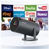 HIPPUS Mini proiettore 1080P Supporta, intelligente 4K Full HD, Android OS 11.0, Proiettore Portatile 2.4/5G WiFi BT 5.0 correzione automatica Keystone, 180° girevole piccolo videoproiettore Grigio