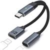 IVIVTOR Adattatore USB-C OTG - Splitter Cavo 2 in 1 con Ricarica Rapida PD 100W & USB-A 2.0 per Laptop Tablet Telefono - Grigio