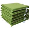 HABITA 33 HOME Cuscini Sedie Cucina Set da 6 Cuscini per Sedie Quadrati, Coprisedia con Laccetti, Copri Sedia da Cucina Sfoderabili e Lavabili, Rivestimento Tessuto Loneta (6 Sorrento Verde)