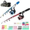 NewBEP Kit completo di canna telescopica con mulinelli, canne 1,3 m e 1,6 m, mulinelli da spinning, ami, borsa, kit per bambini e principianti