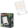 OSRAM Proiettore LED ENDURA FLOOD PC 30W, bianco caldo 3000K, 3000 lumen, proiettore bianco IP65, materiale riciclato, girevole a 180°, bianco