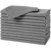 Amazon Basics, Tovaglioli di stoffa riutilizzabili antimacchia e resistenti alle pieghe, confezione da 12, 43 x 43 cm, Grigio