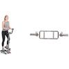 Sunny Health & Fitness Twister Stepper Machine, Height Adjustable Stepper w/Handlebars & LCD Monitor + 86 cm Olympic Triceps Bar with Ring Collars, Olympic Weight for Weightlifting and Bodybuilding