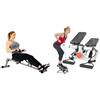 Sunny Health & Fitness Advanced Mini Home Steppers with Resistance Bands + SF-RW1205 12 Adjustable Resistance Rowing Machine Rower w/Digital Monitor