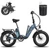 Fafrees Bici Elettrica Pieghevole Due Batterie 48V/20.8Ah×2 Bicicletta Elettrica, 20×4.0 Fat Tire, Autonomia 95-160km, Mountain Bike Ebike per Adulti Uomo Donna, 7 Velocità,con Borsa, Blu