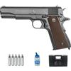 ECOMMUR Colt M1911 GBB CO2 (6 mm) | Kit pistola Airsoft Co2 (pallini in PVC). Pistola con valigetta + 5 ricariche di Co2 + Biberon da 0,12 g
