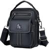 pundarika Borsello Uomo in Vera Pelle - Tracolla Crossbody e Borsa Messenger Nero con Tracolla Regolabile