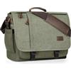 Estarer Borsa messenger da 17,3 pollici, in tela impermeabile, borsa a tracolla per computer per college, viaggi, lavoro, verde militare