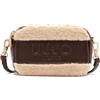 LIU JO Milano - Borsa a tracolla in pelle sintetica con fodera in borreguito, marrone e beige