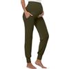 Shen&Qege Pantaloni premaman sopra la pancia pantaloni della tuta elasticizzati comodi pantaloni gravidanza con tasche, Verde militare, M
