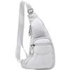 Hebetag Borsa a tracolla in pelle Casual Crossbody Daypack per uomo donna viaggio all'aperto campeggio escursionismo pesca spalla petto zaino, Taglia unica, Moda Sling Petto Bag Crossbody Daypack, Bianco