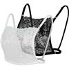 LoudSung Reggiseno finto in pizzo con inserto per scollatura, in cotone, per donne e ragazze, 2 pezzi, Pizzo-a-bianco&nero, 48