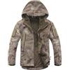 SZAWSL Uomo Giubbotto Giacca a Vento Militare Uomo Pile Windbreaker Tactical Camo Softshell Giacche Parka (Khaki Mimetico, X-Large)