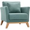 Miliboo Poltrona scandinava sfoderabile in tessuto verde di grigio e legno chiaro Oslo
