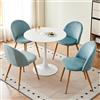 GrandCA HOME Set Tavolo e Sedie da Pranzo, Tavolo da Pranzo Rotondo da 80 cm e 4 Sedie in Velluto Nordico, Adatto a Soggiorno, Sala da Pranzo e Cucina (Bianco + Verde)