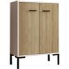 MB Muebles Bonitos, Credenza piccola Lander L15, Stile Moderno, Madia bassa multiuso con 2 ante, Bianco e Sonoma, 60x84x30cm