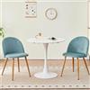 GrandCA HOME Set Tavolo e Sedie da Pranzo, Tavolo da Pranzo Rotondo da 70 cm e 2 Sedie in Velluto Nordico, Adatto a Soggiorno, Sala da Pranzo e Cucina (Bianco + Verde)
