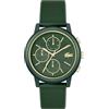 Lacoste Orologio Analogico Multifunzione al Quarzo da Uomo Collezione LACOSTE.12.12 MOVE con Cinturino in Silicone Verde, 2011471, Green