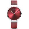 BERING 14531-303 Orologio da donna al quarzo, orologio da polso con cassa in acciaio inossidabile color argento da 31 mm e quadrante rosso, cinturino in maglia milanese, vetro zaffiro, 5 ATM