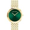 Calvin Klein Orologio Con Movimento Al Quarzo A Due Lancette da Donna Collezione TWISTED BEZEL con Cinturino in Acciaio Inossidabile di Colore Dorato - 25100066, Gold and Green